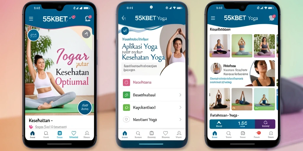 Antarmuka aplikasi 55KBET yang menarik dan fungsional untuk latihan Yoga.