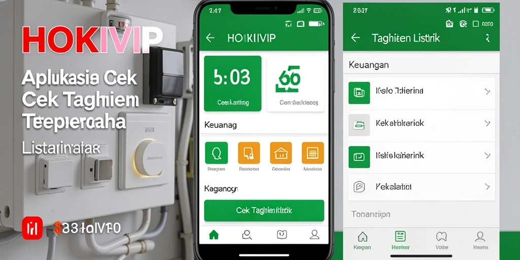 Antarmuka pengguna HOKIVIP yang sederhana untuk cek tagihan listrik.