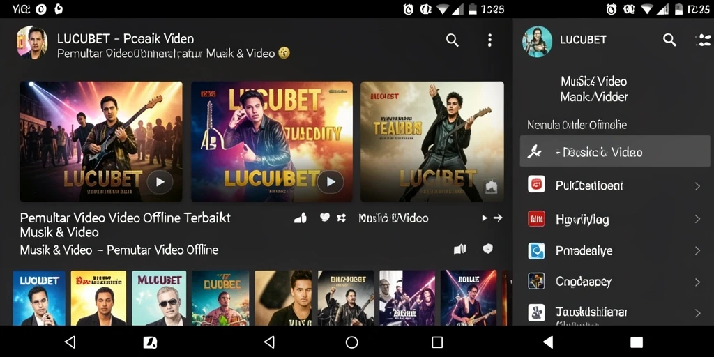 Antarmuka LUCUBET menampilkan berbagai fungsi Pemutar Video Offline yang menarik.