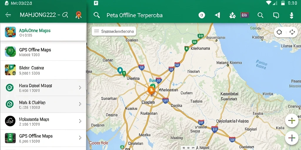 Tampilan antarmuka aplikasi GPS Offline MAHJONG222 yang user-friendly.