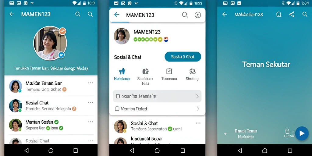 Tampilan antarmuka MAMEN123 yang mudah digunakan untuk mencari teman baru.