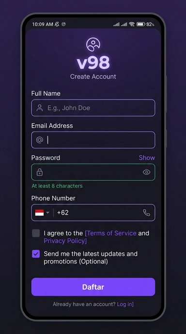 Panduan Registrasi Akun v98 untuk Pengguna Android